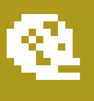 Perfil de una calavera abstraída en pictograma y arte pixel.