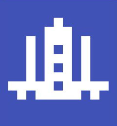 Torre principal del edificio de la Benemérita Escuela Nacional de Maestros, abstraído en pictograma y arte pixel.